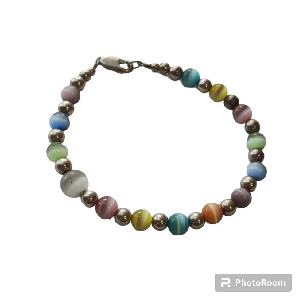 Multicolored SteringSilver 925 Bead  bracelet